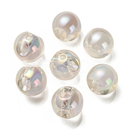 Transparent UV Plating Rainbow Iridescent Acrylic Beads OACR-P015-03L-1