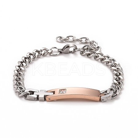 Crystal Rhinestone Rectangle & Cross Link Bracelet LS-STAS-E160-30RGP-01-1