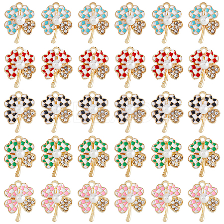 30Pcs 5 Colors Alloy Enamel Pendants ENAM-HY0001-16-1
