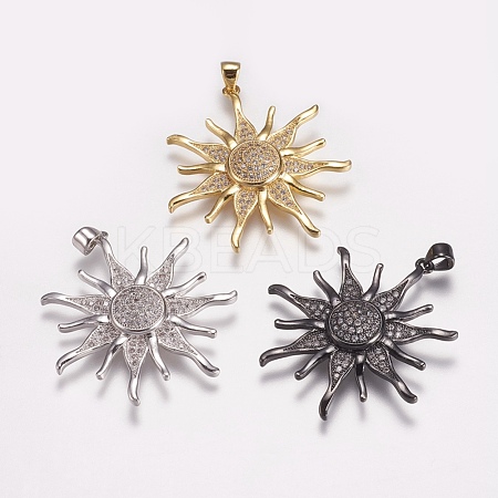 Brass Micro Pave Cubic Zirconia Pendants ZIRC-E143-57-1