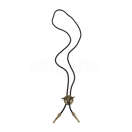 Flat Round with Ox-head Laria Necklace for Men Women LS-NJEW-WH0011-11AB-1