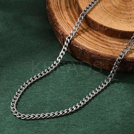 Non-Tarnish 304 Stainless Steel Curb Chain Necklaces LS-NJEW-L162-01C-P-1