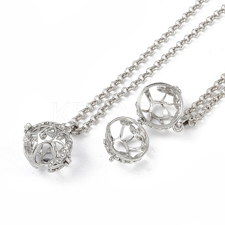 Brass with Rhinestone Pendant Necklaces NJEW-G089-03H-P-1