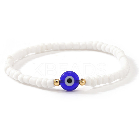 Evil Eye Glass Seed Bead & Brass Stretch Bracelets for Women LG5475-2-1