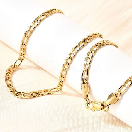 3.8MM 304 Stainless Steel Figaro Chain Necklaces for Women NJEW-B134-02B-G-1