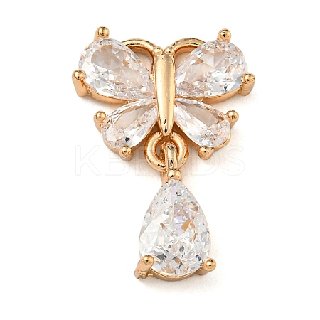 Brass Micro Pave Clear Cubic Zirconia Pendants ZIRC-U003-01G-03-1