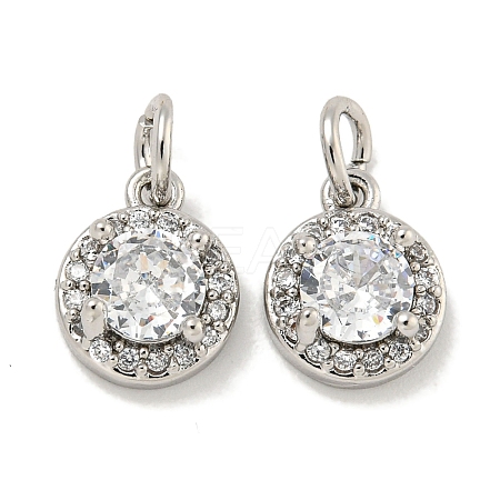 Brass Micro Pave Clear Cubic Zirconia Pendants KK-P275-30P-1