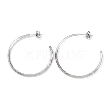 304 Stainless Steel Ring Stud Earrings EJEW-K295-01A-P-1
