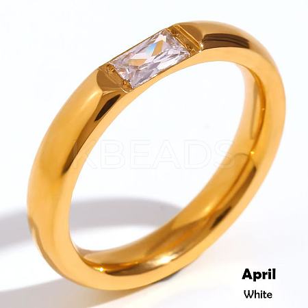 304 Stainless Steel Pave Cubic Zirconia Finger Rings FS-WG61B2A-10-1