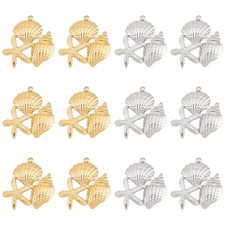 12Pcs 2 Colors 304 Stainless Steel Pendants STAS-UN0051-57-1