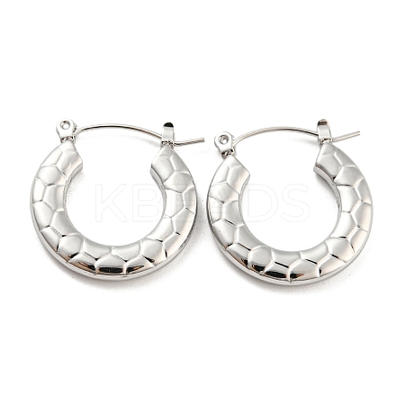 Non-Tarnish Texture Ring 304 Stainless Steel Hoop Earrings for Women LS-EJEW-C067-05P-1
