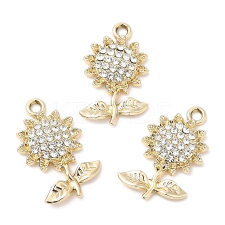 UV Plating Alloy Rhinestone Pendants PALLOY-A004-05G-1