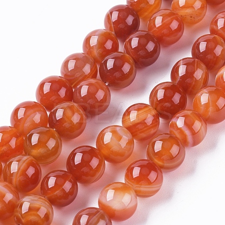 Natural Striped Agate/Banded Agate Beads Strands G-G582-10mm-59-1