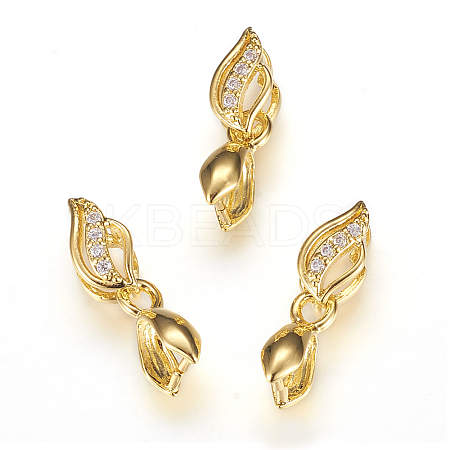 Long-Lasting Plated Brass Micro Pave Cubic Zirconia Ice Pick Pinch Bails X-ZIRC-F063-03G-1