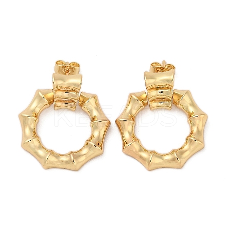 Real 18K Gold Plated Brass Dangle Stud Earrings EJEW-P252-07B-G-1