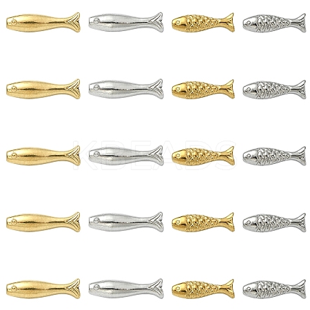 20Pcs 4 Styles 304 Stainless Steel Beads STAS-YW0003-34-1