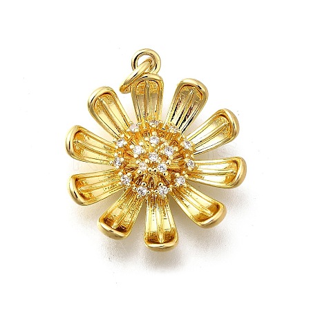 Brass Micro Pave Clear Cubic Zirconia Pendants KK-F899-05B-G-1