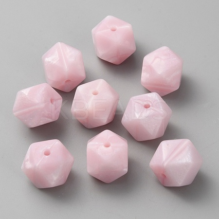 Hexagon Food Grade Eco-Friendly Silicone Focal Beads SIL-WH0012-039A-1
