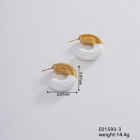 Vintage Retro 304 Stainless Steel C-Shaped Stud Earrings for Women JV8839-3-1