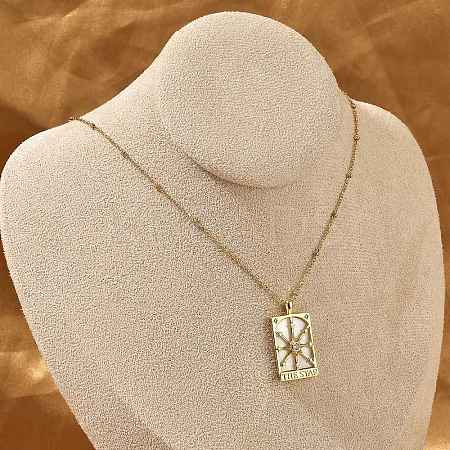 Brass Cubic Zirconia Pendant Necklaces LS-NJEW-H051-01G-02-1