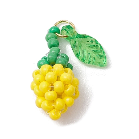 Glass Seed Beaded Rose Pendants PALLOY-MZ00627-01-1