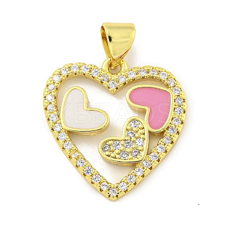 Rack Plating Brass Enamel Cubic Zirconia Pendants KK-B091-14-1