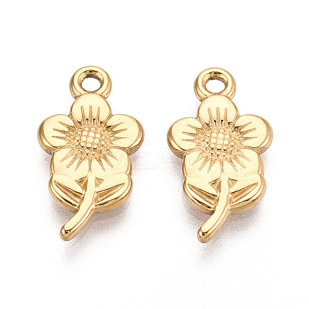 304 Stainless Steel Flower Pendants STAS-T069-31G-1