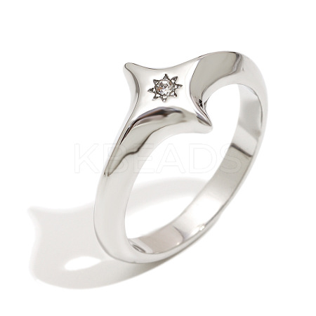 316L Surgical Stainless Steel with Clear Cubic Zirconia Finger Rings WGD89A7-04-1
