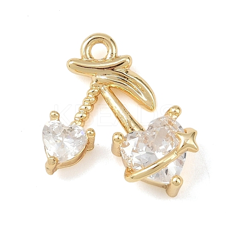 Brass Micro Pave Clear Cubic Zirconia Pendants KK-G545-20G-1