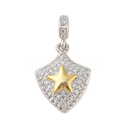 Rack Plating Brass Micro Pave Clear Cubic Zirconia Pendants X-KK-S380-37A-P-1