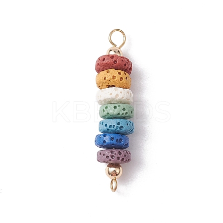 Natural Lava Rock Dyed Beaded Connector Charms PALLOY-JF02537-01-1