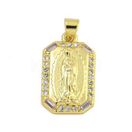 Religion Theme Rack Plating Brass Micro Pave Cubic Zirconia Pendants KK-C074-40G-04-1
