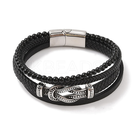 Braided Microfiber Leather Multi-strand Bracelets BJEW-B096-06A-1