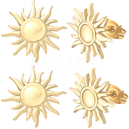 10Pcs 304 Stainless Steel Sun Stud Earring Findings EJEW-BBC0001-12-1