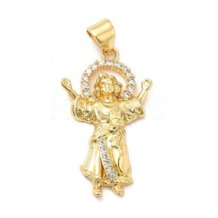 Rack Plating Brass Micro Pave Cubic Zirconia Pendants X-KK-K270-34G-1