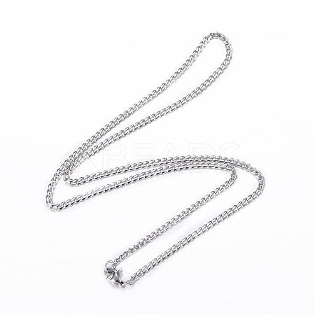 Tarnish Resistant 304 Stainless Steel Curb Chain Necklaces NJEW-P147-04P-1