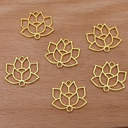 Alloy Hollow Lotus Flower Links Connector Charms PW-WG102FB-02-1