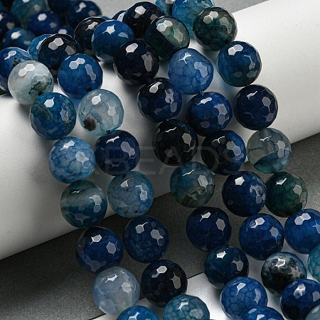 Faceted Natural Dragon Veins Agate Beads Strands G-F447-12mm-L06-1