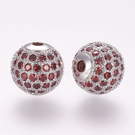 Brass Micro Pave Cubic Zirconia Beads ZIRC-G092-23P-03-1