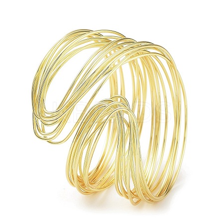 Rack Plating Brass Cuff Bangles for Women BJEW-D032-04G-1