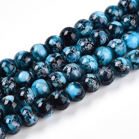 Baking Paint Glass Beads Strands DGLA-N003-6mm-A08-1