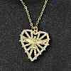 Brass Micro Pave Clear Cubic Zirconia Bird Heart Pendant Necklaces for Women NJEW-D311-01A-G-1