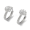 Flower Glass Hoop Earrings EJEW-L292-019P-1