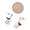 Cattle Glass Seed Bead Woven Stud Earrings EJEW-MZ00596-4