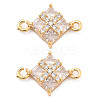 Brass Clear Cubic Zirconia Connector Charms KK-G516-07G-1