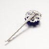 Brass Electroplate Glass Bead Flower Hair Bobby Pins PHAR-JH00048-4