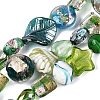 Handmade Foil Glass with Gold Sand Lampwork Beads Strands FOIL-Q002-08D-1