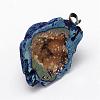 Electroplated Natural Geode Druzy Agate Big Pendants G-K174-05-2