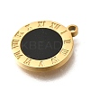 304 Stainless Steel Roman Numbers Flat Round Charms STAS-Q348-24G-3