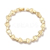 Rack Plating Iron Heart & Square Link Chain Bracelet with Clear Cubic Zirconia BJEW-I300-06G-4